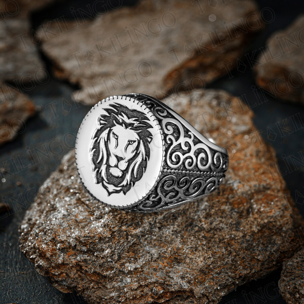 925 Ayar Gümüş 3D Aslan Motifli Usta İşi Taşsız Erkek Yüzük