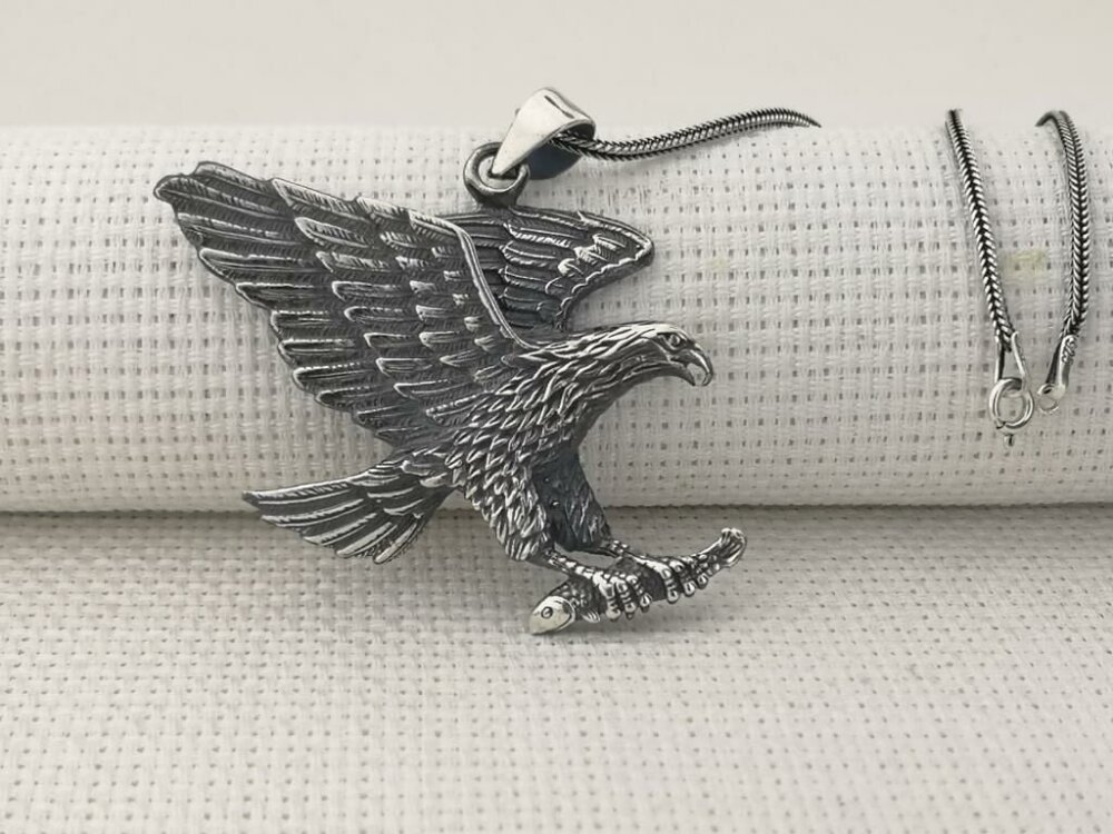925 Ayar Gümüş 3D Kartal Tasarımlı Erkek Kolye - 3