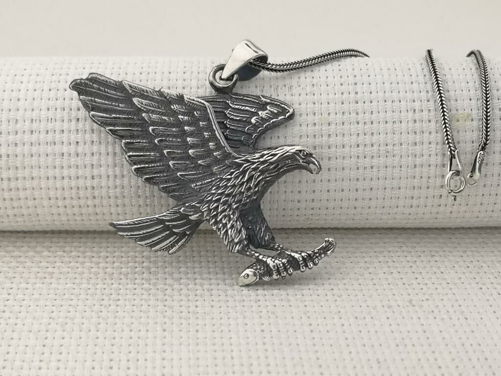 925 Ayar Gümüş 3D Kartal Tasarımlı Erkek Kolye - 3
