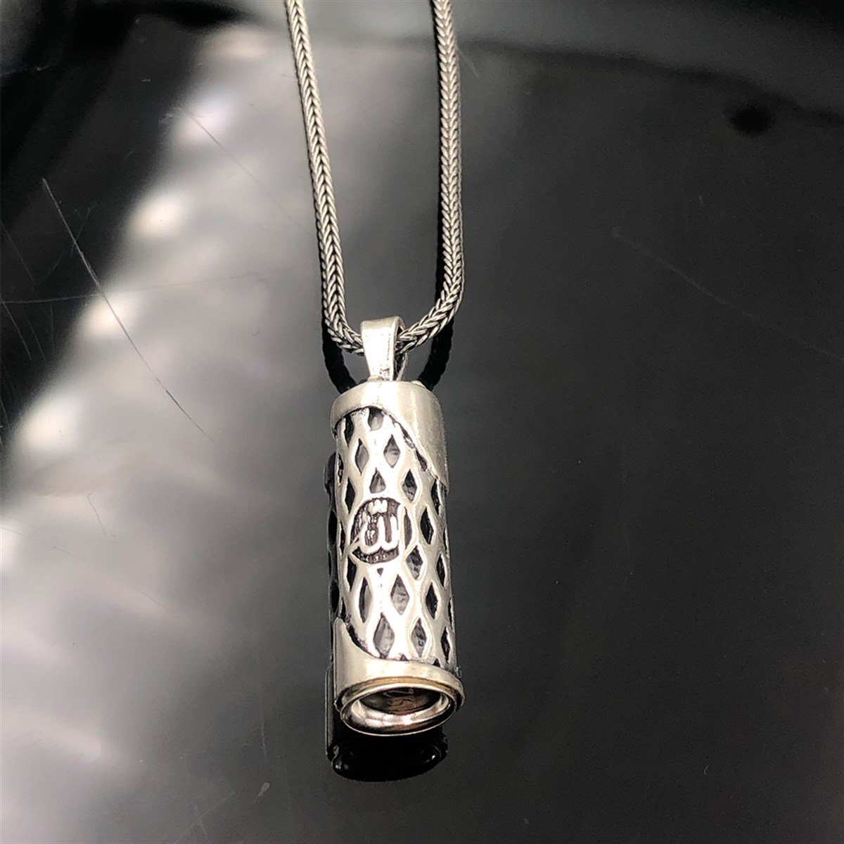 925 Ayar Gümüş Allah Lafzı İşlemeli Cevşen Model Unisex Kolye - 4