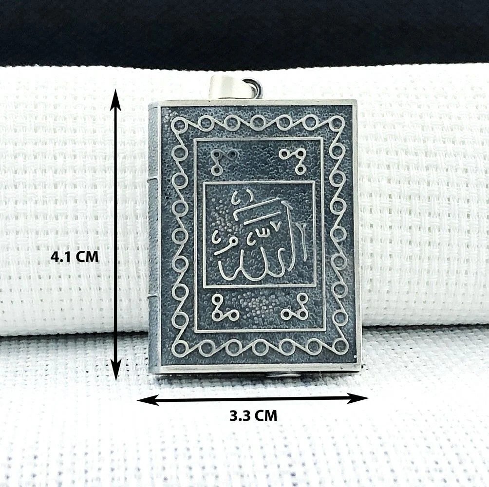 925 Ayar Gümüş Allah Muhammed Yazılı Muska Kabı Kolye Ucu - 5