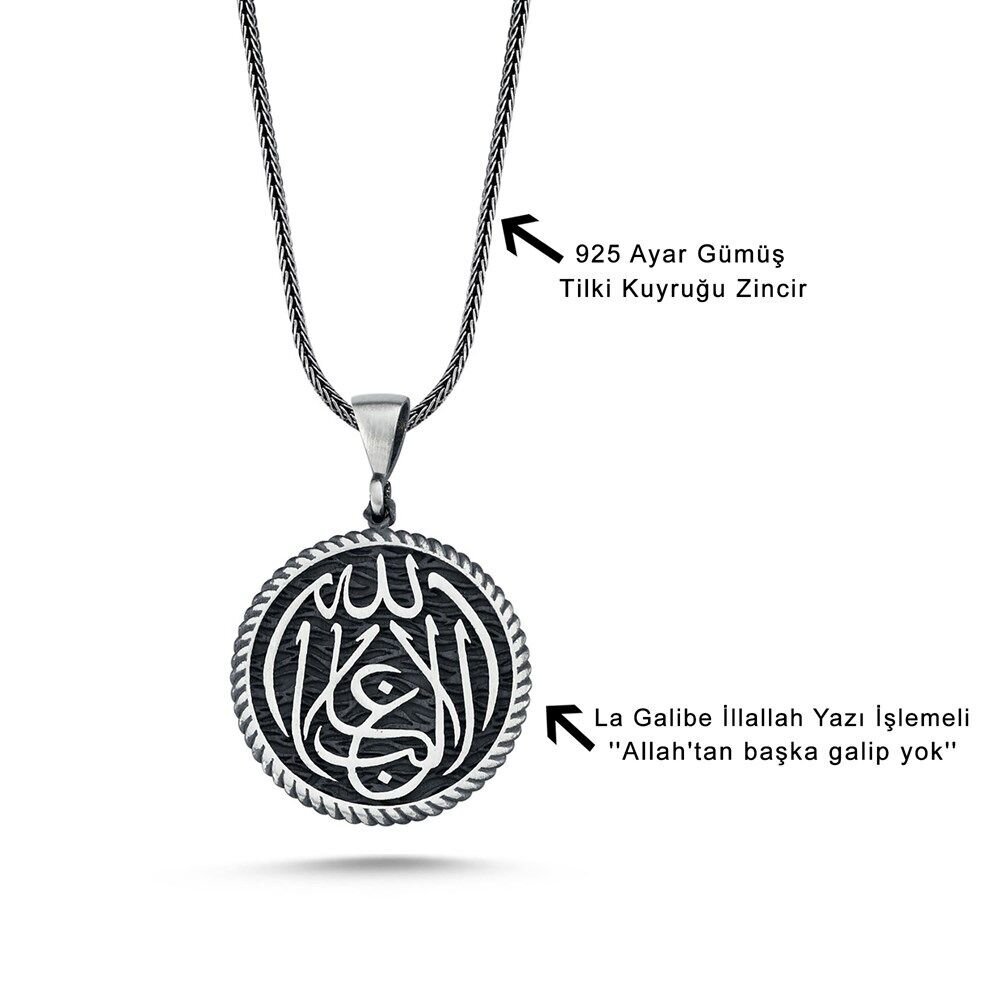925 Ayar Gümüş Ayyıldız İşlemeli Cevşen Model Erkek Kolye - 3