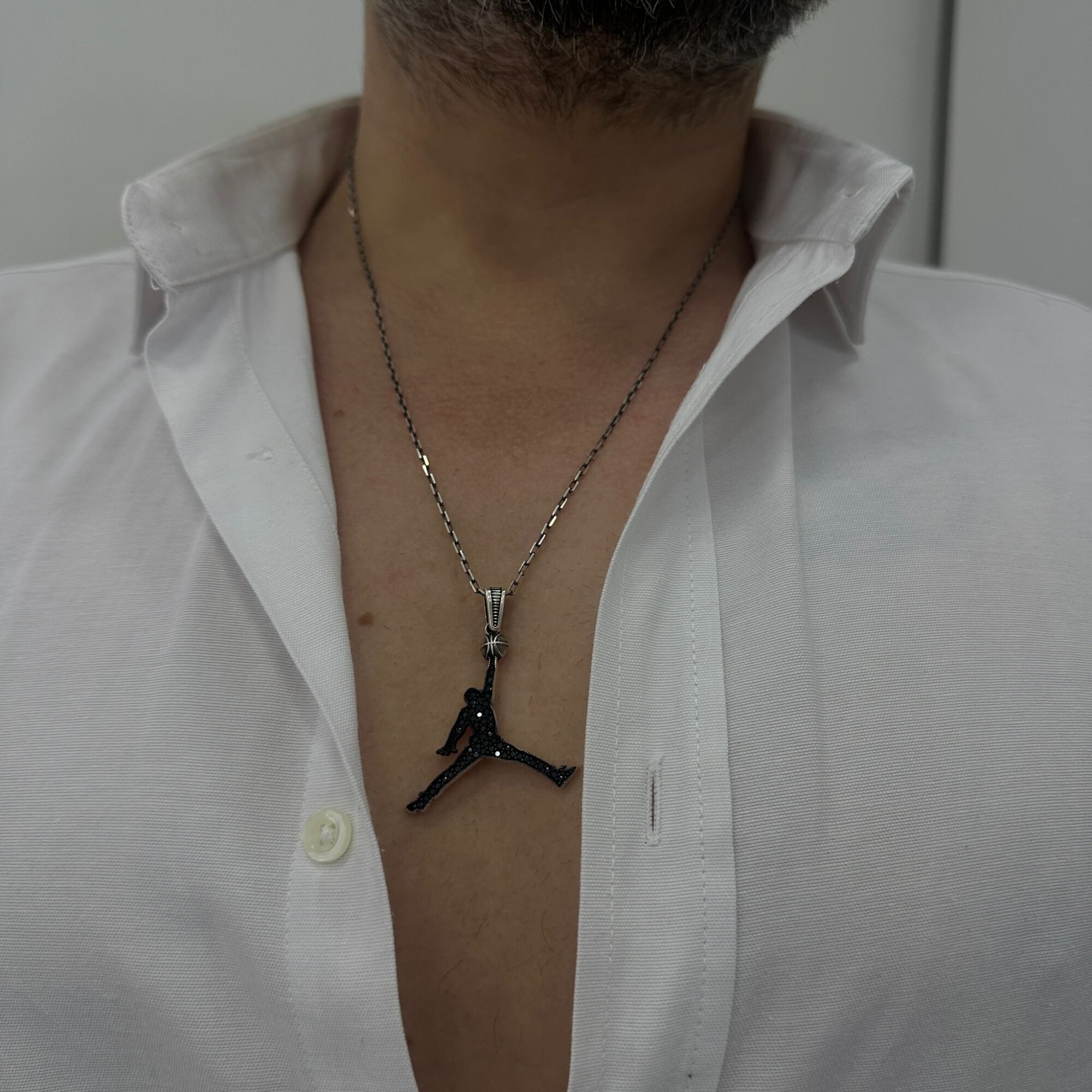 925 Ayar Gümüş Basketbolcu Model Erkek Kolye - 3