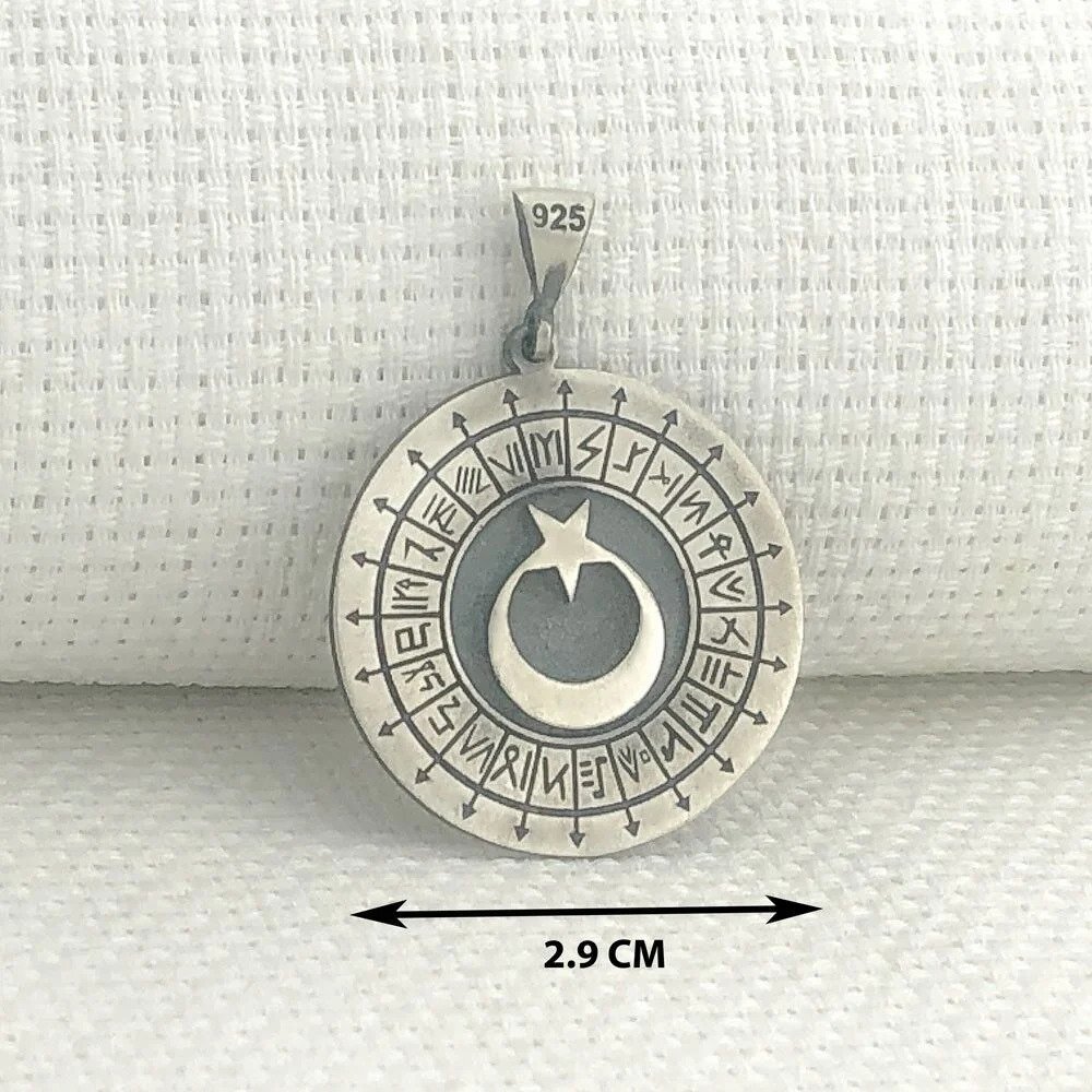 925 Ayar Gümüş Türk Boyları Simgeli Ayyıldız Kolye Ucu - 3