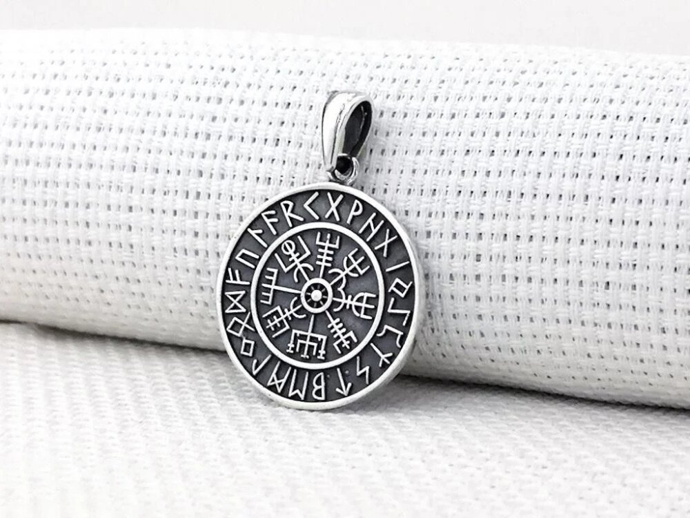 925 Ayar Gümüş Viking Vegvisir Model Usta İşi Kolye Ucu