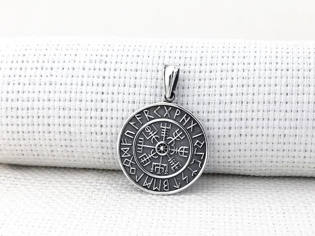 925 Ayar Gümüş Viking Vegvisir Model Usta İşi Kolye Ucu - 2