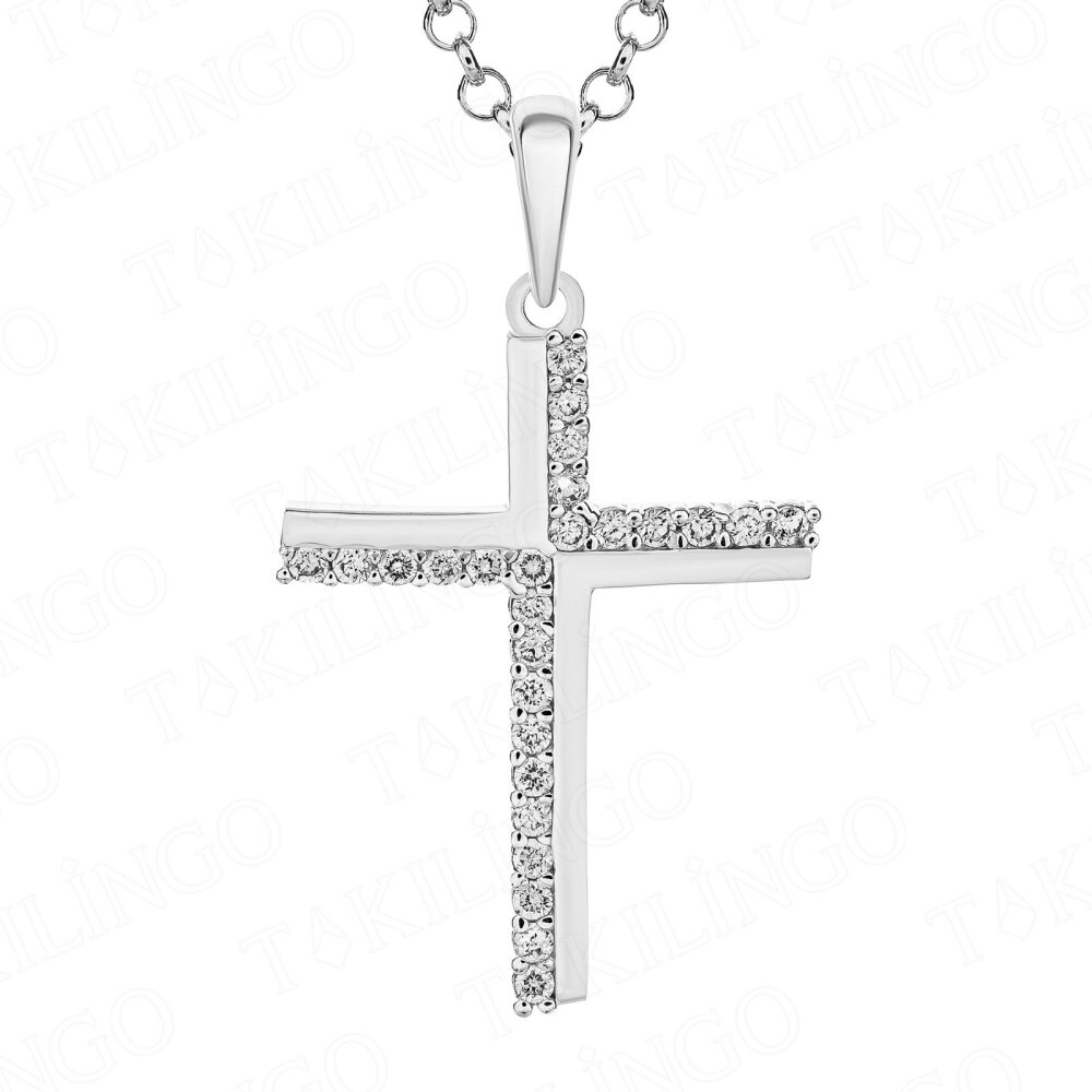 925 Ayar Gümüş Zirkon Cross Hac Kolye