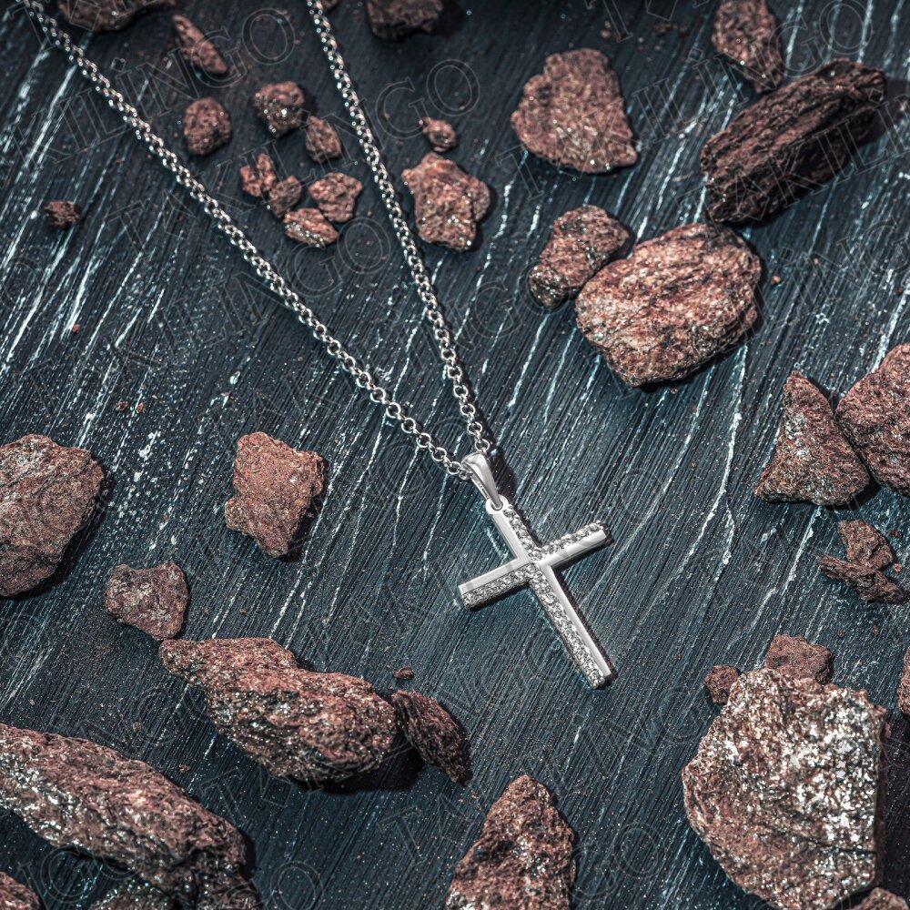 925 Ayar Gümüş Zirkon Cross Hac Kolye - 3