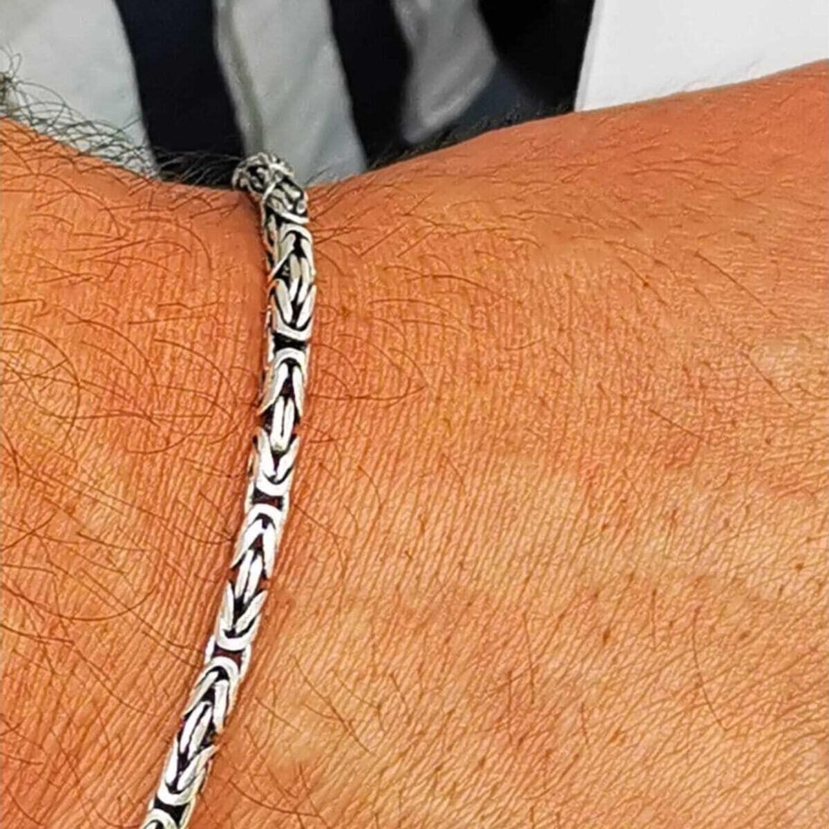 Erkek Silver Kral Kare Bileklik 33,5mm 2122cm EK-TK-0072 - 1